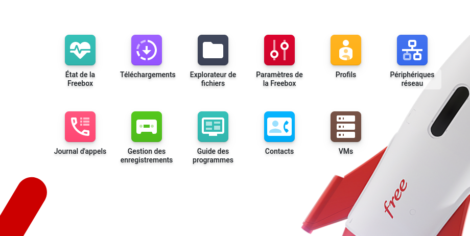 Page d'administration de la Freebox